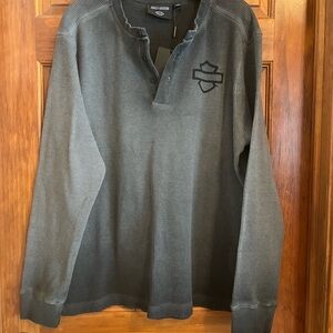 Harley-Davidson Black Waffle Knit Henley